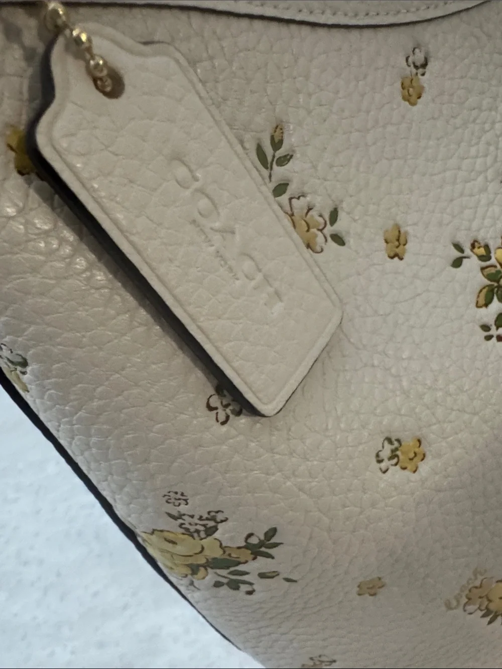 Coach Cream Crossbody with Yellow Floral Print and Gold Hardware